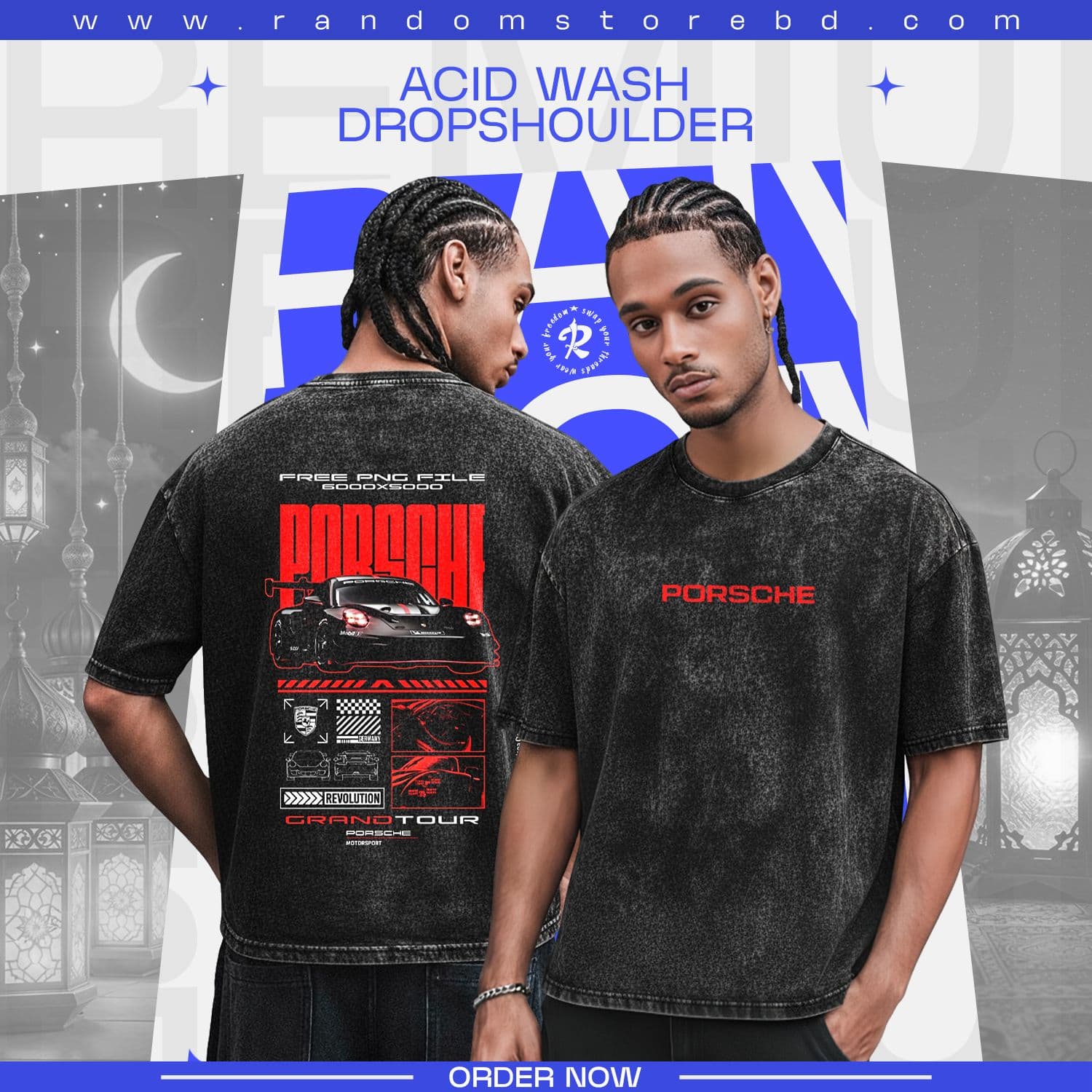 Porsche Grand Tour Acid Wash — Black