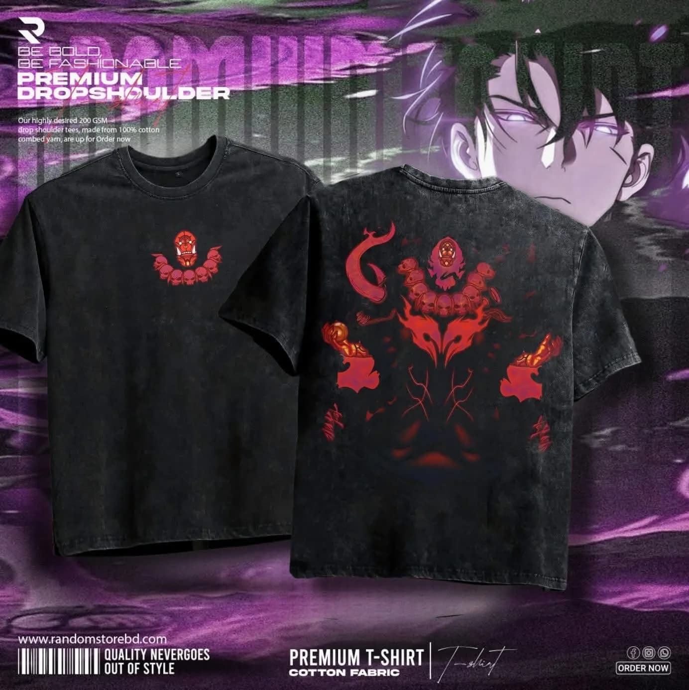 Solo Leveling — Red Demon Premium Drop Shoulder — Savageon Bangladesh
