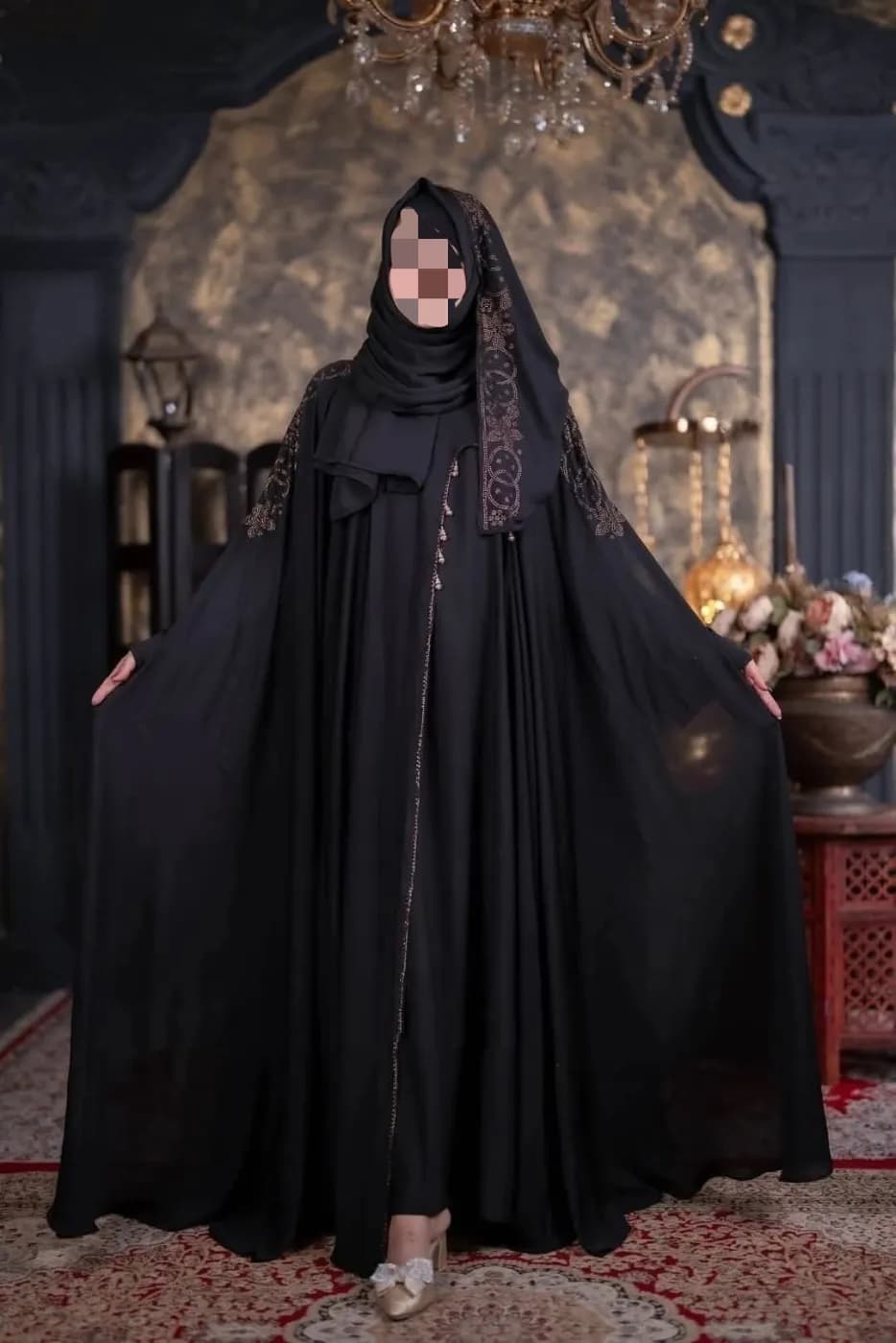 Dubai Imported Premium Arabian Cherry Fabric 3-Piece Koti Abaya Set (Inner, Koti & Hijab) — Savageon Bangladesh
