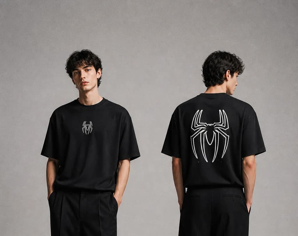 Spider Sketch Graphic Drop Shoulder T-Shirt | Black | ADISOM — Savageon Bangladesh